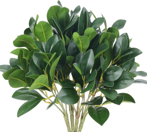 Artificial Eucalyptus Leaves Stems, Green, 4Pcs | Faux Greenery, For Vase Garden Outdoor Planters, Wedding Courtyard Office Kitchen Decoration, Fake Shrubs Plants - color: Green