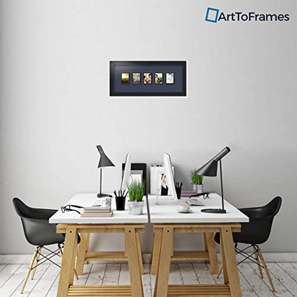 ArtToFrames Collage Photo Frame Double Mat with 5-2.5x3.5 Openings with Satin Black Frame and Blue Jay mat. - color: Blue Jay, size: 2.5x3.5