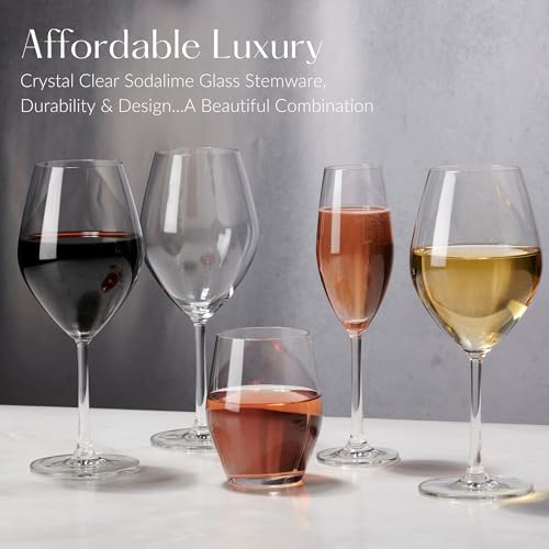 Anchor Hocking Red Wine Glasses, Sondria 21 Ounce Wine Glasses, Set of 8 - color: Red