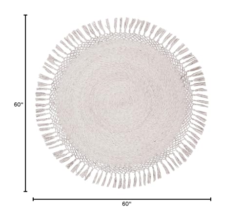 SAFAVIEH Sahara Collection Area Rug - 5' Round, Beige, Handmade Boho Tassel, Ideal for High Traffic Areas in Living Room, Bedroom (SAH490A) - color: Beige, size: 5' (Round)