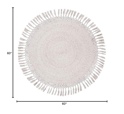 SAFAVIEH Sahara Collection Area Rug - 5' Round, Beige, Handmade Boho Tassel, Ideal for High Traffic Areas in Living Room, Bedroom (SAH490A) - color: Beige, size: 5' (Round)