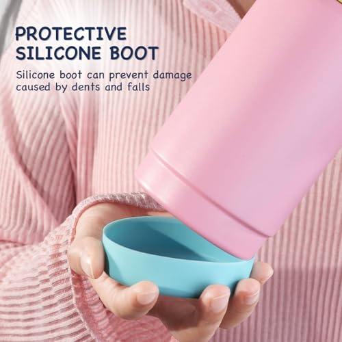 Kerilyn 12oz Kids Water Bottle 2 Pack, Stainless Steel Insulated Water Bottle Bulk, Toddler Cups with Straws Leak-Proof, Kids Water Bottles for School Boys Girls, Cerulean + Charm Pink 2 Piece Set - color: A. Cerulean+Charm Pink