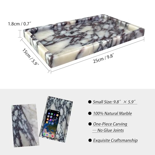 Natural Calacatta Viola Marble Vanity Tray, 9.8"x5.9" | Genuine Marble Tray for Bathroom/Kitchen/Dresser - color: Marble Tray-calacatta Viola