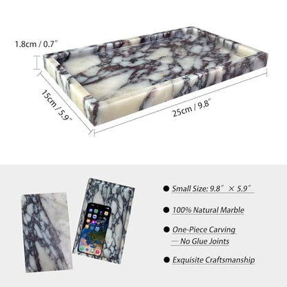 Natural Calacatta Viola Marble Vanity Tray, 9.8"x5.9" | Genuine Marble Tray for Bathroom/Kitchen/Dresser - color: Marble Tray-calacatta Viola