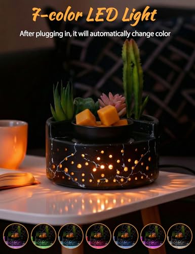 Wax Warmer Wax Melt Warmer for Scented Wax, 4-in-1 Ceramic Electric Candle Wax Melter Burner Fragrance,PTC Heating with 7 Colors LED Changing Light for Scented Wax Melts/Tarts/Fragrance Cubes