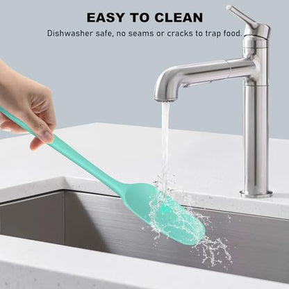 NileHome 6 Pieces Silicone Spatula Set with Silicone Brush,Turquoise | Food-Grade Material,Heat Resistant Up to 600°F,Dishwasher Safe,BPA-Free - color: Turquoise