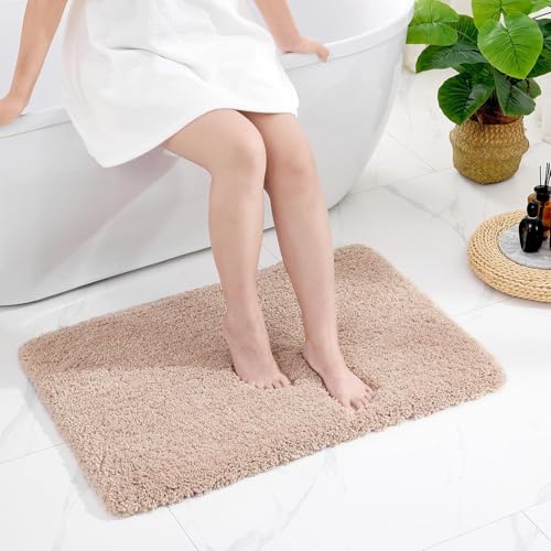 Disolla Beige Bathroom Rug 24x36 - Non-Slip Plush Thick Bath Mat, Highly Absorbent & Ultra Soft Fluffy Floor Mat, Machine Washable for Shower and Tub - color: Beige, size: 2' x 3' (24''x36'' Bathroom Rug)