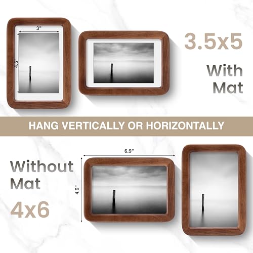 Acovy 4x6in Picture Frame, Natural Solid Walnut - color: Walnut, size: 4x6in