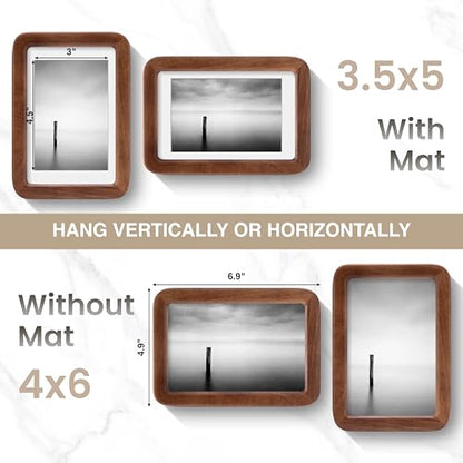 Acovy 4x6in Picture Frame, Natural Solid Walnut - color: Walnut, size: 4x6in