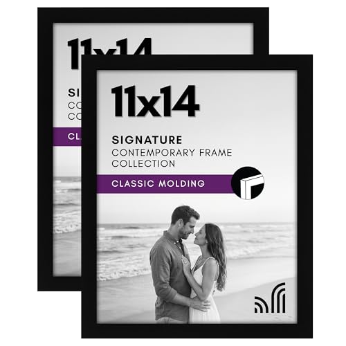 Americanflat 11x14 Picture Frame 2-Pack - Engineered Wood - Black | Shatter-resistant glass, hangs vertical or horizontal, sawtooth hangers included, fits photos, posters and art - color: Black, size: 11X14, style: 2 Pack