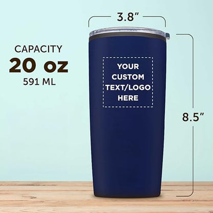 Father’s Day Custom Plastic Tumblers 20 oz Set of 6/12/24, Personalized Bulk Pack with Lids - Iced Coffee Tumbler, To Go Cup, Insulated Gift for Dad - Blue - color: - Custom – Blue