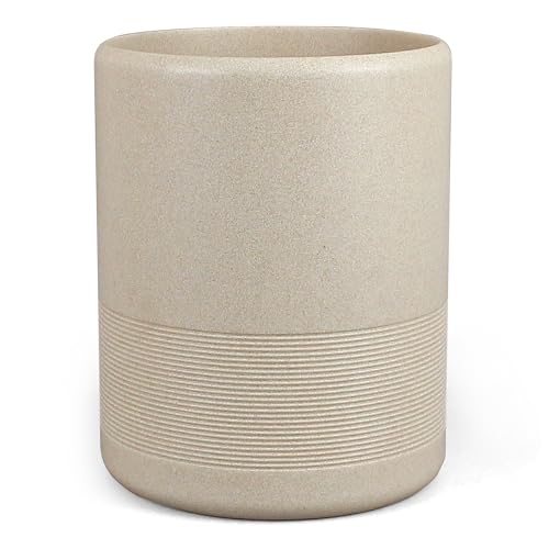 YMXYJM Resin Trash Can, Modern Round Wastebasket, 2 Gallon, Beige | Modern resin trash can with 2-gallon capacity, sturdy base, and open-top design for bathroom, kitchen, office, and home - color: Beige
