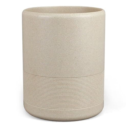 YMXYJM Resin Trash Can, Modern Round Wastebasket, 2 Gallon, Beige | Modern resin trash can with 2-gallon capacity, sturdy base, and open-top design for bathroom, kitchen, office, and home - color: Beige