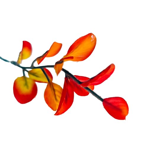 5 Pcs 37.4" Artificial Eucalyptus Stems for Vase, Autumn Yellow Leaf Faux Greenery, Olive | Ficus Long Stem Fake Leaves, Indoor Faux Plants for Home Office Decor