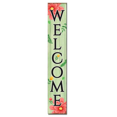 Welcome Sign For Door Spring Welcome Porch Signs Front Door Floral Decor Farmhouse Porch Vertical Wooden Plaque Entryway Home Outdoor Seasonal Decoration 8x32inch - color: U- 9, size: 8x32inch