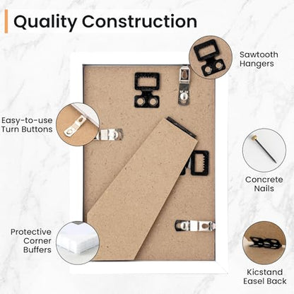 4x6 inch Picture Frame, 4x6 Photo Frames with 3.5x5 Removable Mat - High Definition Plexiglass - Vertical and Horizontal Display - Wall Hanging Frame - White, 12 Pack - color: White, size: 4x6, 12P