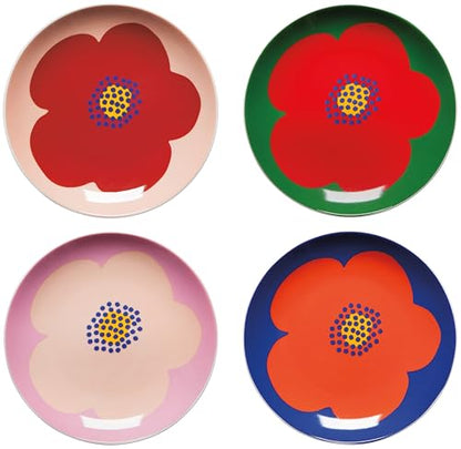 Jubilee Poppy Appetizer Plates Set of 4 Assorted - color: Poppy