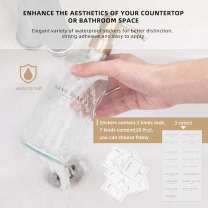 Glass Soap Dispenser - Dish Hand Soap Dispenser Set for Kitchen, Bathroom Soap Lotion Dispenser with 304 Rust Proof Pump, Tray, Clear Bottle/Gold Pump - color: Clear Bottle/Gold Pump + Tray + Funnel