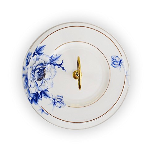 Gold Trimmed Blue Floral 3 Tier Cake Stand, Dessert Stand, Cupcake Stand