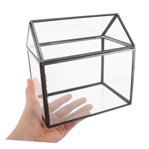 House Shape Geometric Glass Terrarium Planter Indoor Greenhouse with Swing Lid for Succulents Moss and Orchids Creative Tabletop Display for Home Decor and Gifting
