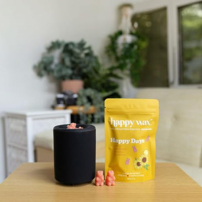 Happy Wax Black Mini Mod Warmer for Scented Wax - Small Tabletop with Timer - Electric, Ceramic with Removable No Mess Silicone Dish - color: Black