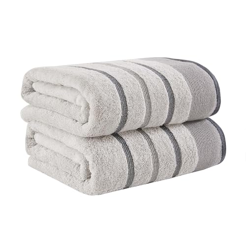 Great Bay Home Decorative Oversized Bath Sheet Set - Cotton 2 Pack 68x35 Extra Large Towels - Durable Towels for Bathroom Decor (Light Grey/Mid Grey/Dark Grey) - color: Light Grey / Mid Grey / Dark Grey, size: Bath Sheet (Pack of 2)