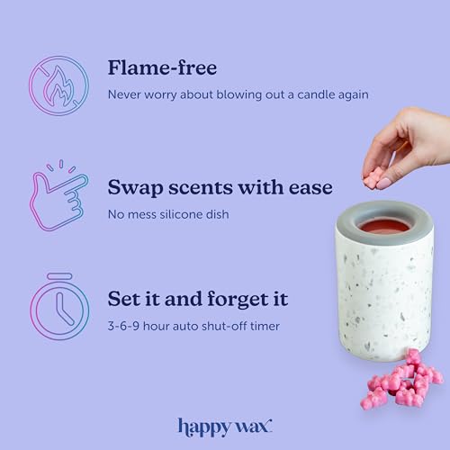 Happy Wax Black Mini Mod Warmer for Scented Wax - Small Tabletop with Timer - Electric, Ceramic with Removable No Mess Silicone Dish - color: Black