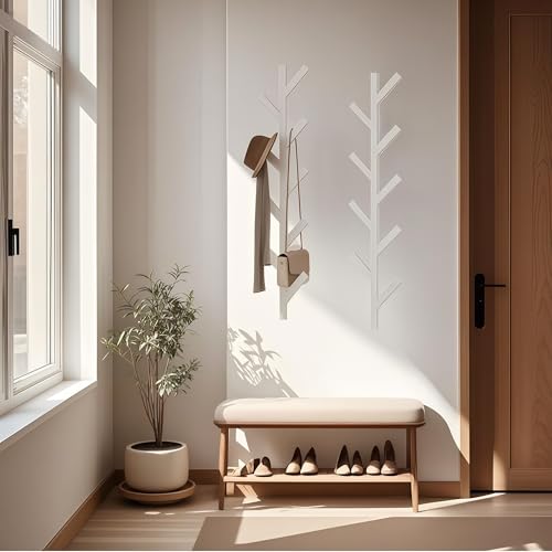 Prywot Vertical Hat Rack, Metal Coat Rack Wall Mounted, White, 37.8" | 9 Hooks, Space-saving wall-mounted design, for Hats, Jackets, Coats, and Bags - Suitable for Entryways and Bedrooms - color: White