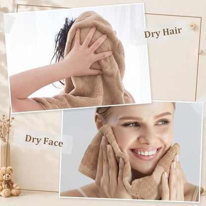 Hahafelt 3 Pack Cute Bear Hand Towels for Bathroom 100% Cotton Brown Decorative Bow Jacquard Weave Towels Absorbent Soft for Kitchen Bathroom Decor Gifts, 29.5 x 13.7 Inch - style: Bear