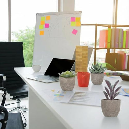 Set of 6 Artificial Succulents Potted - Realistic Mini Fake Cactus Plants in Paper Pulp Pots, 2-4'' Mixed Sizes for Farmhouse Shelf, Bathroom, Coatrack Shelf, Bedroom Indoor(Classic Style) - style: Classic Style
