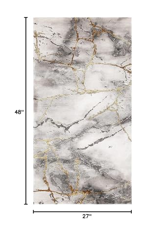 SAFAVIEH Craft Collection Accent Rug - 2'3" x 4', Grey & Gold, Modern Abstract Design, Non-Shedding & Easy Care, Ideal for High Traffic Areas in Entryway, Living Room, Bedroom (CFT877F) - color: Grey/Gold, size: 2'3" x 4' (Rectangular)