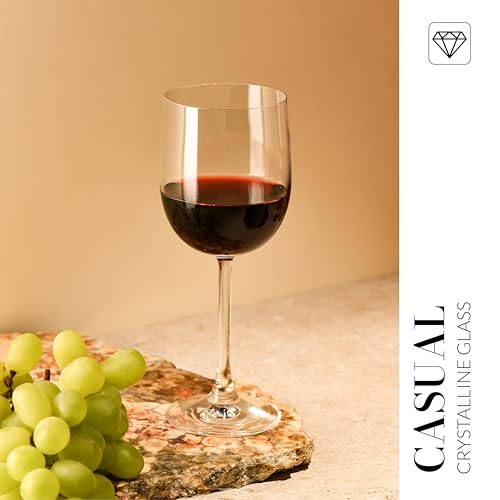 KROSNO Wine Glasses Set of 6, 11.5 oz, Gema Collection | White or Red Wine Set, Lead-Free Crystal Glassware, Drinking Glasses, Aperol Spritz Glases, Wedding Gift, Dishwasher Safe - size: 340ml