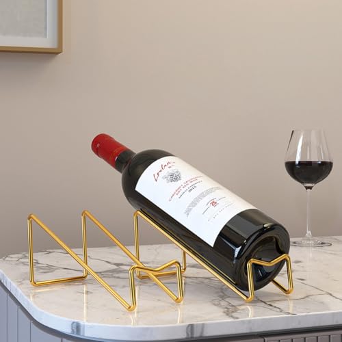 2Pieces Metal Wine Rack Freestanding -Tabletop Wine Rack Holder - Countertop Wine Bottle Holder - Geometric Design for Table Top Wine Bottle Storage Rack,Perfect Wine Holder Stand (Golden) - color: Golden, size: 2