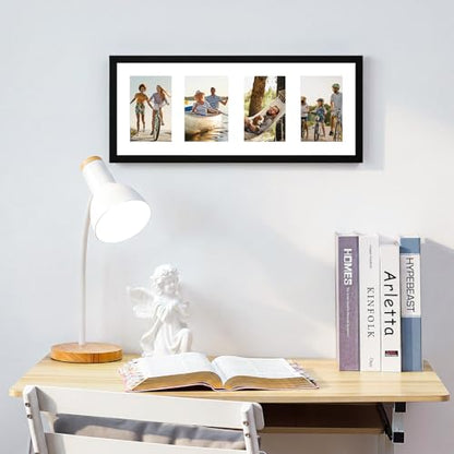 Fixwal 8x20 Collage Picture Frame, Holds Four 4x6 Photos, PVC | Shatter Resistant Plastic Cover, Wall Decor - size: 8x20（4-4x6）