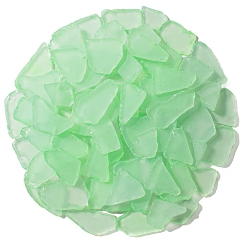 Keedolla Tumbled Sea Glass for Crafts - 15 OZ Flat Frosted Seaglass Pieces for DIY Art Crafts, Vase Filler, Beach Weddings, Aquarium and Home Decor - Fluorescent Green - color: Fluorescent Green, size: 15 OZ / 0.93 LB