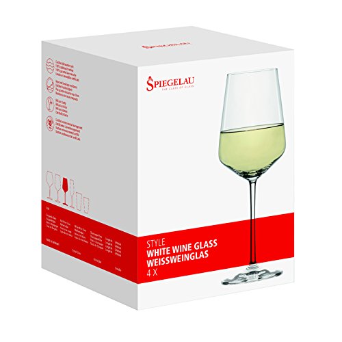 Spiegelau Style Crystal White Wine Glasses Gift Set, Elegant Stemmed Wine Glasses, Stylish Glassware for Dinner Party, Home Bar, Wedding Gifts, Birthday Gifts, Hosting Essentials, 15.5 oz, Set of 4 - style: White Wine Glasses