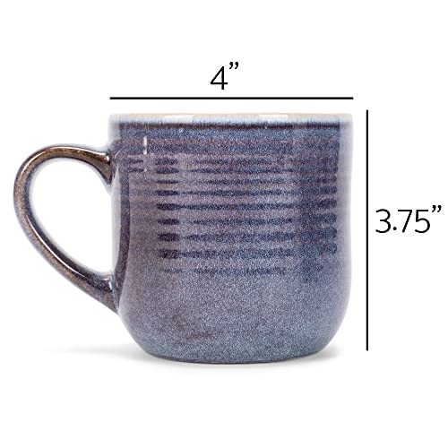 Elanze Designs Glossy Reactive Glaze Large 17 Fluid Ounce Everyday Kitchen Food Grade Ceramic Stoneware Coffee Mug Cup with Comfort Curved Handles, Set of 4, Purple Ombre Blue - color: Purple Ombre Blue