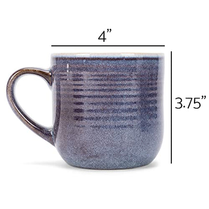 Elanze Designs Glossy Reactive Glaze Large 17 Fluid Ounce Everyday Kitchen Food Grade Ceramic Stoneware Coffee Mug Cup with Comfort Curved Handles, Set of 4, Purple Ombre Blue - color: Purple Ombre Blue