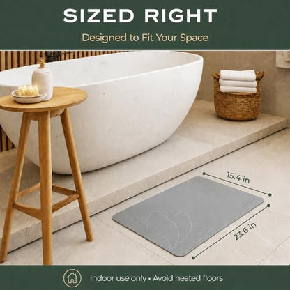Stone Bath Mat - Diatomaceous Earth, Quick Dry - East Lotus | Non-Slip, Stone Bath Mats for Bathroom, Bath Stone, Diatomite, 23.6"x15.4", Luxury Bath Mat - color: East Lotus