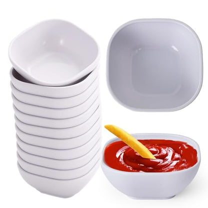 SHECIPIN 12 pack wheat straw dipping bowls 4.5oz,alternative plastic soy sauce dishes,unbreakable small dessert bowls microwave and dishwasher safe for snack,sushi,condiment (white) - color: 12 piece White