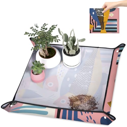 Repotting Mat for Indoor Plants Abstract Fish Waterproof Potting Mat for Mess-Free Gardening, Foldable & Portable Planting Mat, Gardening Gifts & Bonsai Tools - color: Abstract Fish, size: 19.7x19.7"
