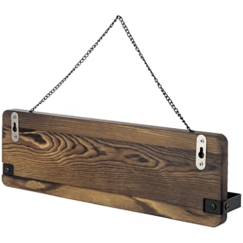 MyGift Rustic Burnt Wood Wall Mounted Sunglasses Storage Holder, Eyewear Hanging Display Organizer Rack with Cursive Sunglasses Lettering, Set of 2