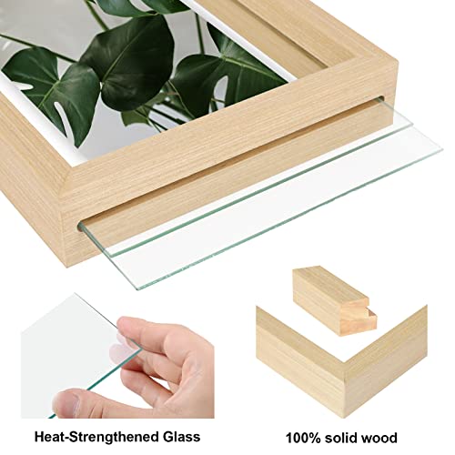 Egofine 11x14 Floating Frames Set of 2, Double Plexiglass Picture Frame, Made of Solid Wood Display Any Size Photo up to 11x14, Wall Mount or Tabletop Standing, Natural Wood - color: Natural Wood, size: 11x14