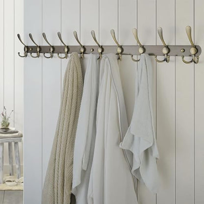 Coat Rack Wall Mount - 38” Long 10-Tri-Hooks Heavy Duty Coat Hanger Rail Wall Hooks for Hanging Coats Hats Clothing Clothes Purse Mudroom Entryway, Bronze - color: Bronze, size: L=38” (1 Pcs)