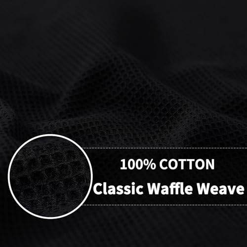 Homaxy 100% Cotton Waffle Weave Dish Cloths, 12 Pack, Black | Soft and Absorbent Dish Towels, 12 x 12 Inches Quick Dry Dish Rags - color: Black, size: 12 x 12 - 12 Pack
