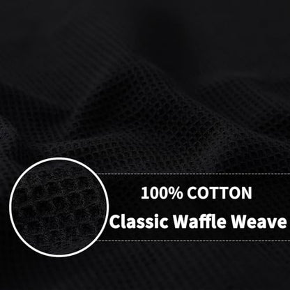 Homaxy 100% Cotton Waffle Weave Dish Cloths, 12 Pack, Black | Soft and Absorbent Dish Towels, 12 x 12 Inches Quick Dry Dish Rags - color: Black, size: 12 x 12 - 12 Pack