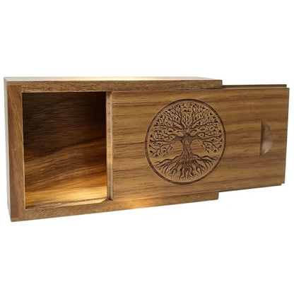 Small Wood Gift Box with Magnetic Sliding Lid, Wood Tree of Life Engraving Tiny Wooden Keepsake Gift Box USB Box for Family/Friends/Photographer/Client(Walnut Wood,3.15x2x0.98inch) - color: Walnut (3.15")