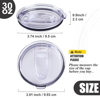 3 Replacement Lids for Stainless Steel Tumbler Travel Cup, Leak and Spill resistant Lid for 30 OZ Rambler or Others of Insulated Mugs With an Inside Diameter of 3.7-3.74 Inches - color: 30OZ Seal (Transparent + Red + Black)