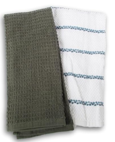 100% Cotton Kitchen Towel Set 2 Pack (Gray) - color: Gray