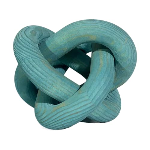 Wood Knot Decor -Coffee Table Decor,Blue Home Decor Shelf Decor | Entry Table Accessorie Boho Rustic Modern Shabby Chic Style Decor 3 Link Wooden Knot Chain Link Decor Hand Carved - color: Blue
